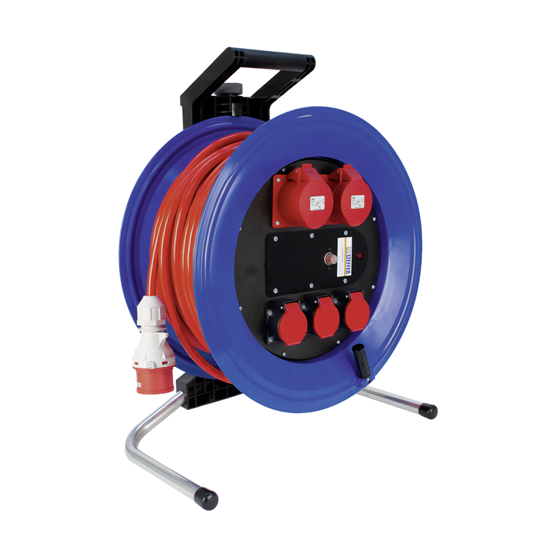 Avvolgicavo PROFESSIONAL 2xCEE16/5 + 3xT25 Bauflex 5x2.5mm2 40m IP44/IP55 bl
